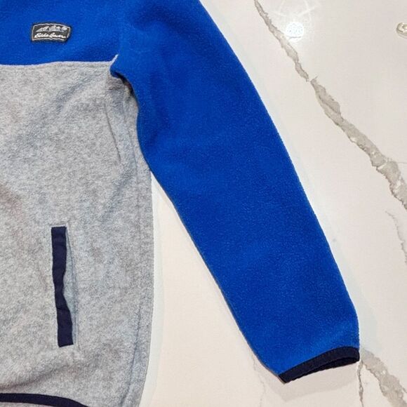 Eddie Bauer | Boys Pull Over Fleece Jacket Gray Blue 1/4 Zip Size M 10-12 - Picture 8 of 14